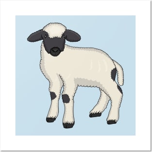 Valais Blacknose sheep cartoon illustration Posters and Art